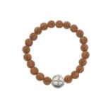 Pulseira da Medalha das Duas Cruzes com Contas Cruz - Marrom