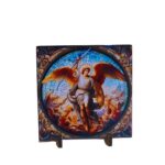 Quadro São Miguel em Azulejo - de parede C/ suporte