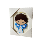 QUADRO MDF ANJO DA GUARDA AZUL INFANTIL COM ACRÍLICO 15,6CMX 12,6CM
