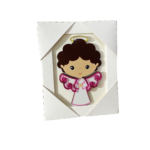 QUADRO MDF ANJO DA GUARDA ROSA INFANTIL COM ACRÍLICO 15,6CMX 12,6CM