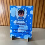 Placa de Mesa MDF resinado - Anjo da Guarda Azul