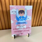 Placa de Mesa MDF resinado - Anjo da Guarda Rosa
