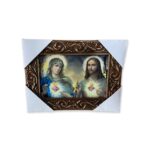 QUADRO COM MOLDURA RESINADO SAGRADO CORAÇÃO DE JESUS E IMACULADO CORAÇÃO DE MARIA 15,5 X 20,5