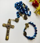 Kit Terço cristal São Bento + pulseira Cristal São Bento - Azul